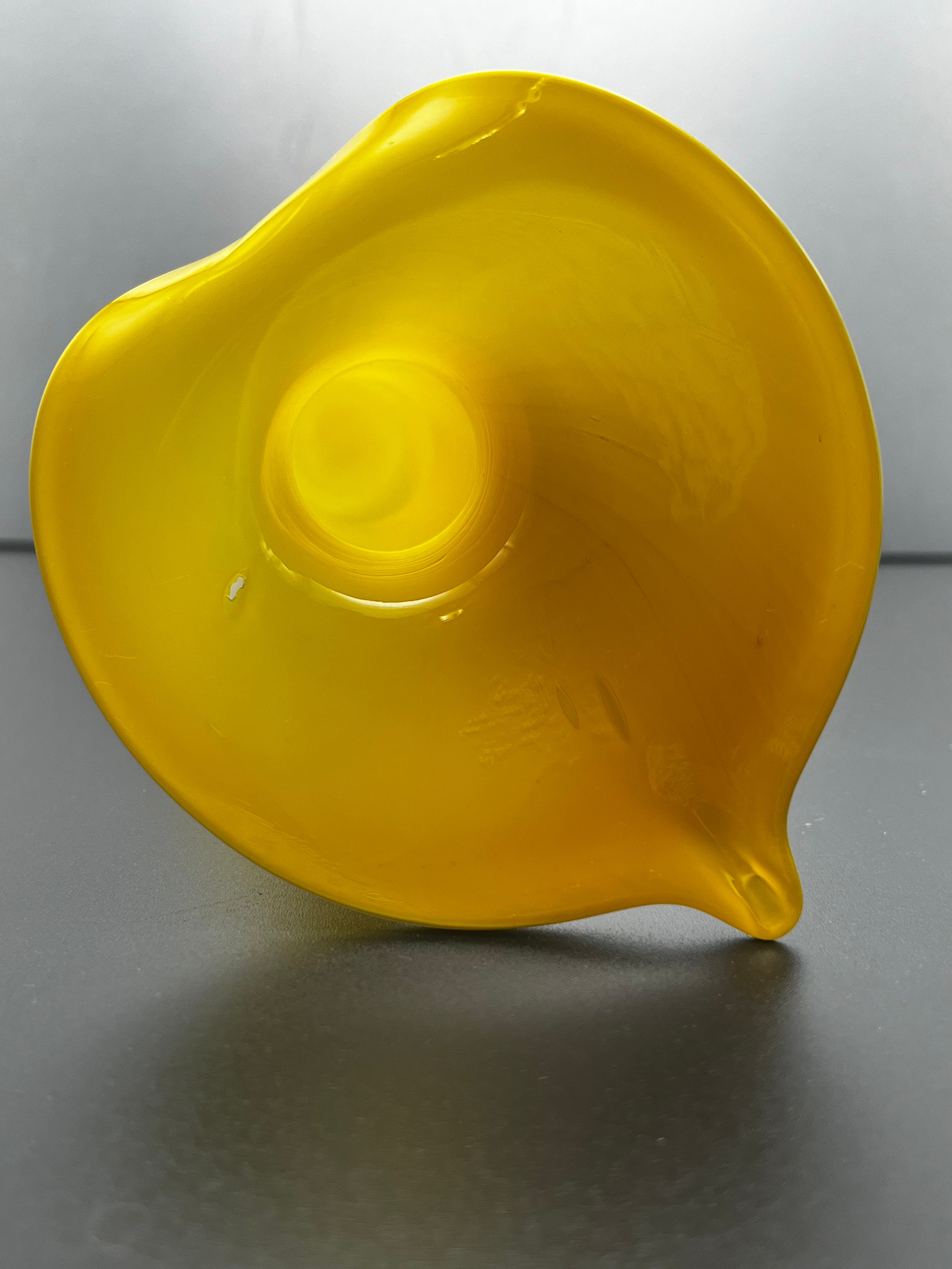 Cased Yellow Lily Art Glass Vase, Vintage Bud Vase, Yellow Flower Vase
