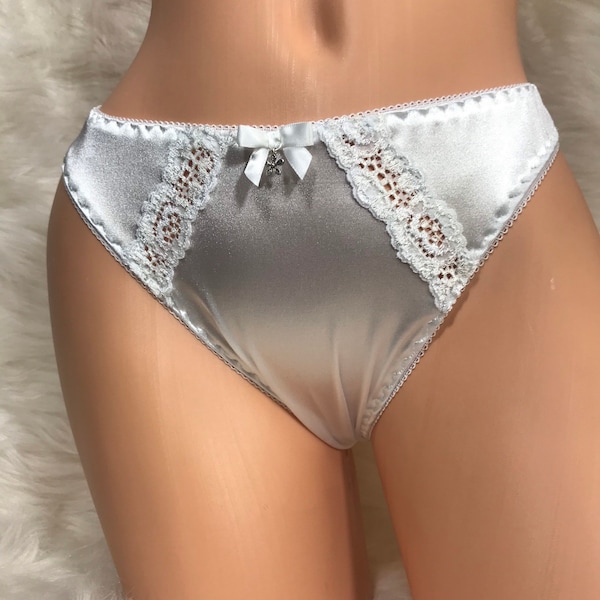 Nylon Satin Thong White