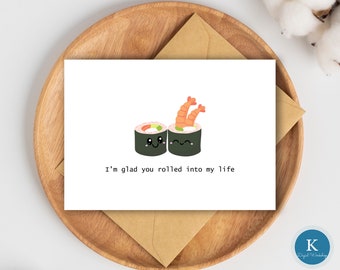 Sushi Anniversary Card|I love you card|Sushi Valentines Day Card|Instant Download Sushi Card for Boyfriend, Girlfriend, Wife, Husband