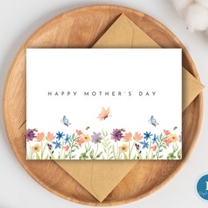 Happy Mother’s Day Wildflowers Card|Printable Instant Download Mother’s Day Card for Mom