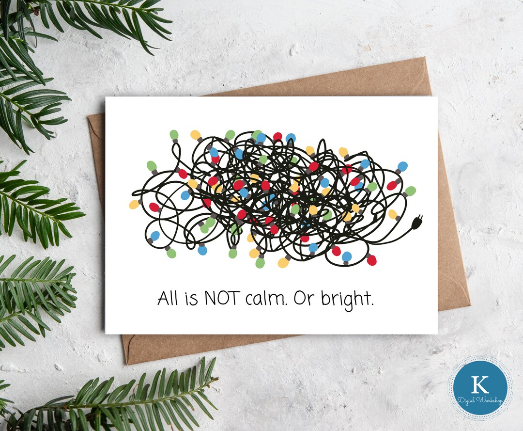 Printable Funny Sarcastic Christmas Card Tangled Lights. Instant ...