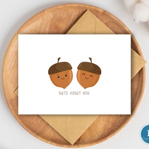 Carte d'anniversaire Gland|Carte Je t'aime|Carte Gland Noix à propos de vous imprimable| Carte de Saint-Valentin pour petit ami, petite amie, femme, mari
