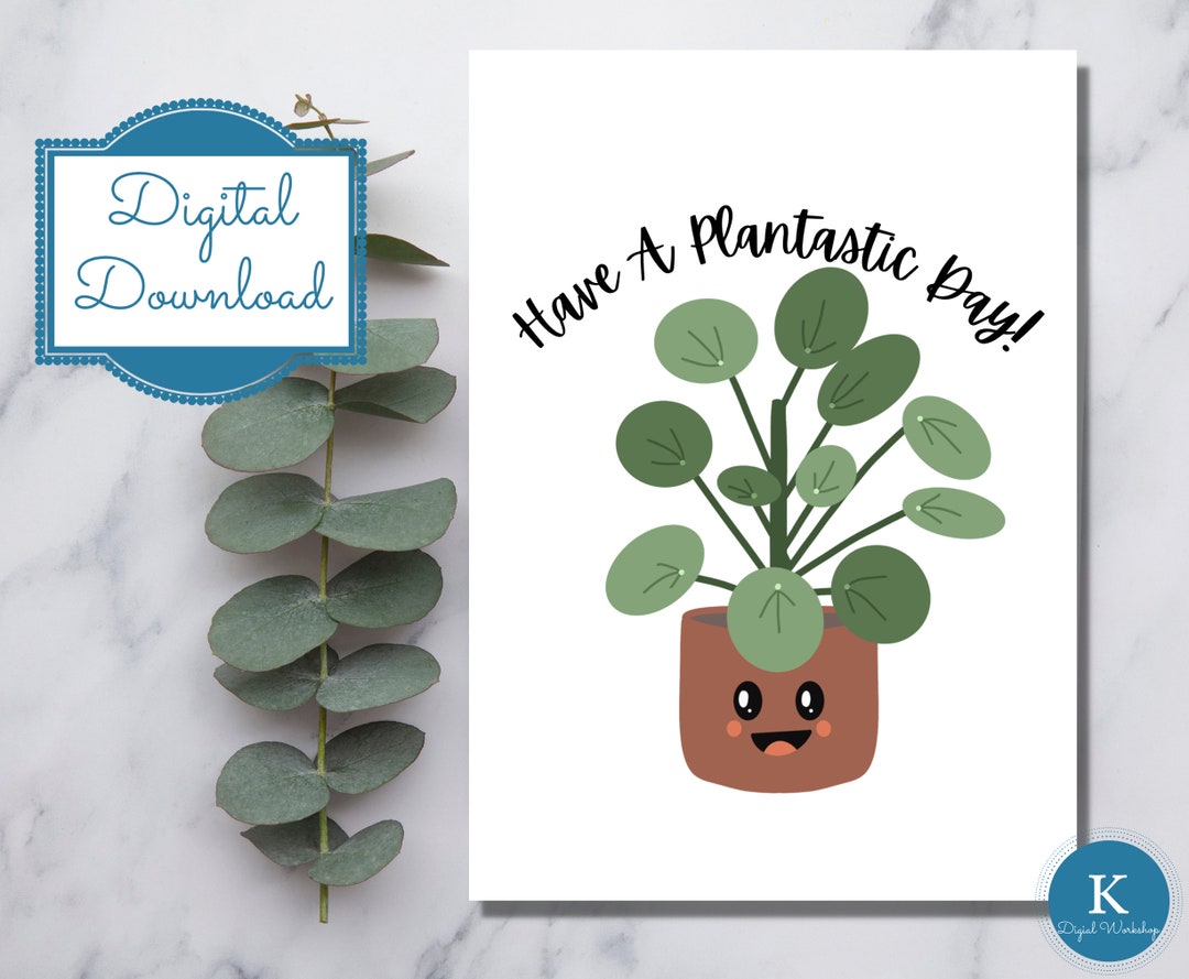 Printable Cute Birthday Card for Plant Lovers. Instant Etsy