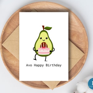 Avo Geburtstagskarte|Sofortiger Download Druckbare Avocado Geburtstagskarte für Avocado-Liebhaber