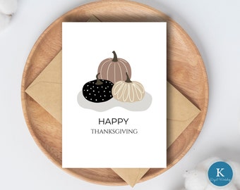 Minimalistic Happy Thanksgiving Card|Printable Instant Download Thanksgiving Card