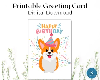 Corgi Printable Happy Birthday - Etsy
