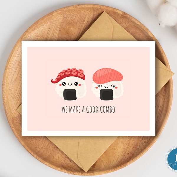 Sushi Anniversary Card|I love you card|Sushi Valentines Day Card|Instant Download Sushi Card for Boyfriend, Girlfriend, Wife, Husband