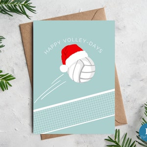 Biglietto di Natale sulla pallavolo/Biglietto di Natale sportivo stampabile con download immediato/Download digitale Biglietto di auguri con gioco di parole sulla pallavolo "Happy Volley-Days"