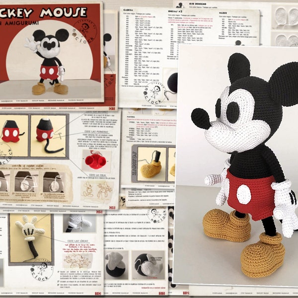 MICKEY MOUSE Amigurumi Muster Spanisch, Englisches Muster