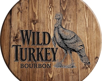Bar Sign Wild Turkey Kick'n Chicken Bourbon Inspired by Whiskey Barrel 18 Inch Bar Sign Home Bar Decor