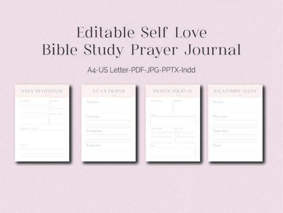 Editable Prayer Journal Template Self Love Planner | Etsy