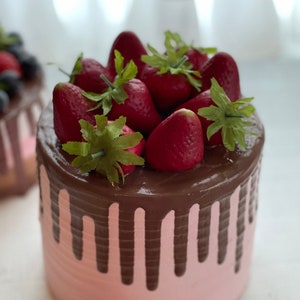 Faux Pink Strawberry Chocolate Cake