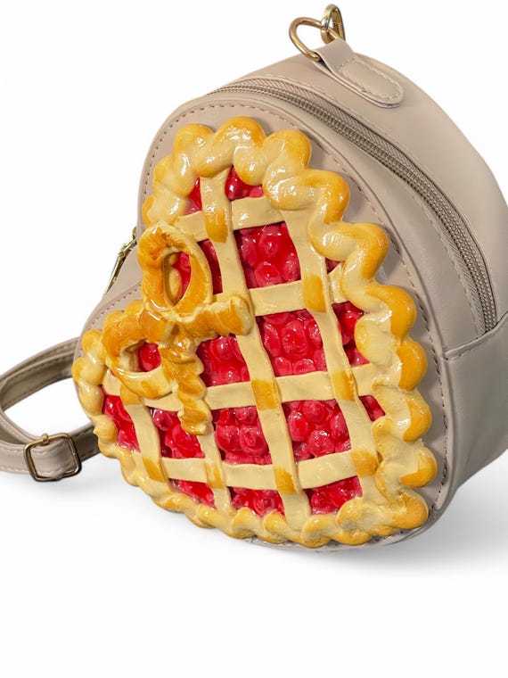 Cherry Pie Shoulder Bag Backpack Purse Crossbody Fruit Bag Cherry Pie Purse Crochet Pattern: Cottagecore Bag (instant  main image 3