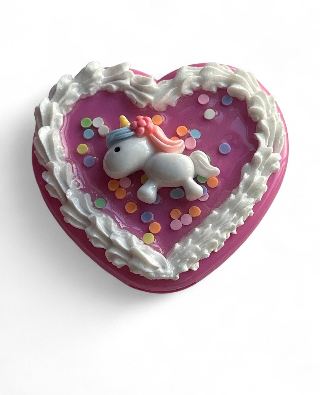 Pink Two Mirror Compact With Sprinkles and Unicorn Fake Cake - Etsy