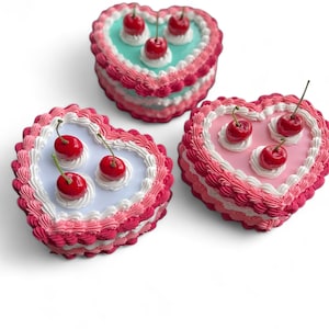 Vintage Look Weiße, Rosa oder Türkis Blaue Gefälschte Kuchen Schmuckschatulle