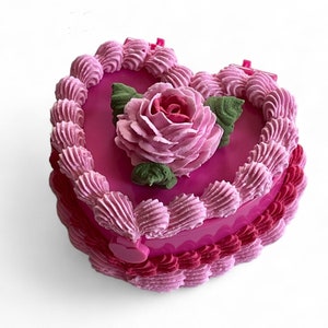 Faux Small Pink Rose Jewelry Cake Box