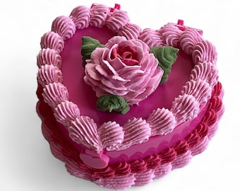 Faux Small Pink Rose Jewelry Cake Box