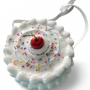 Cherry on Top Cake Purse: Round Faux Cake Crossbody with Sprinkles