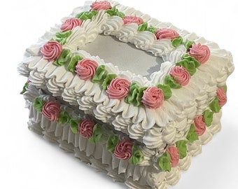 Shabby Chic Roos Verborgen Schatten Doos Taart/Rechthoek