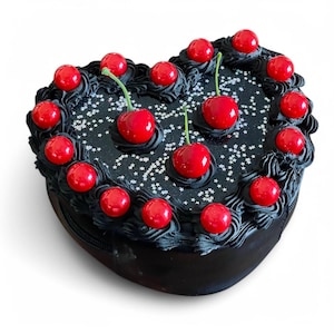 Black Iced Faux Cake Purse: Gothic Cherries & Silver Stars Handbag