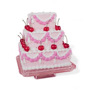 VIntage Drei Tier mit Kirschen Fake Cake, Fake Kuchen, Faux Cake