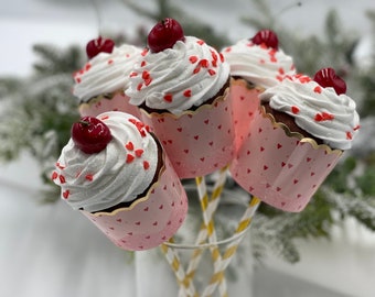 Heart Valentines  Cupcake Picks for Trees and Arrangements