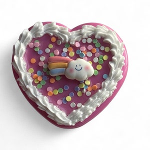 Pink Two Mirror Compact with Sprinkles and Rainbow Cloud Fake Cake