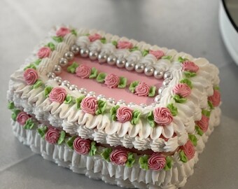 Shabby Chic Rectangle Rose Cake Box