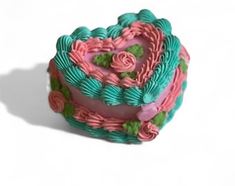 Caja para pastel de joyería con roseta rosa pequeña de imitación
