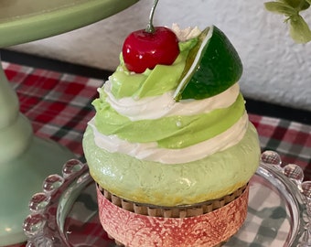 Vanilla Lime Candle in Jar decorated like Faux Cupcake