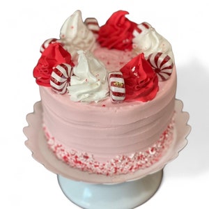 Pink Peppermint Faux Christmas Cake/Fake Cake