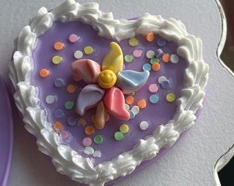 Purple Two Mirror Compact with Sprinkles and Pinwheel Fake Cake