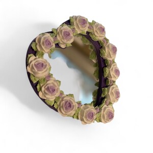 White and Purple Faux Cake Mirror with Roses