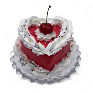 Red Heart Fake Cake with Sprinkles/Faux Cake in Free Gift Box