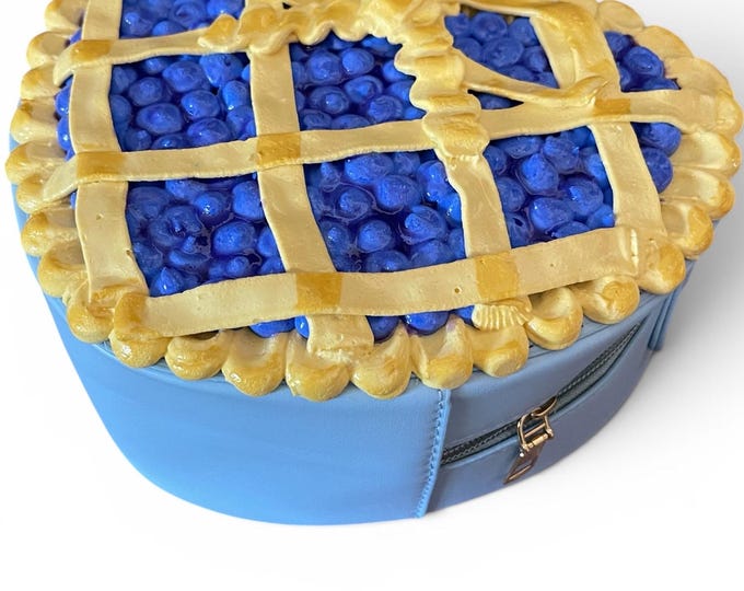 Faux Heart-Shaped Blueberry Pie Purse – Handmade Food-Inspired Bag