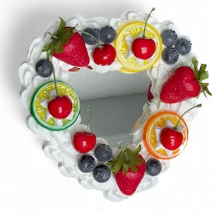 Fruit Salad and Whipped Cream Faux Heart Cake Mirror