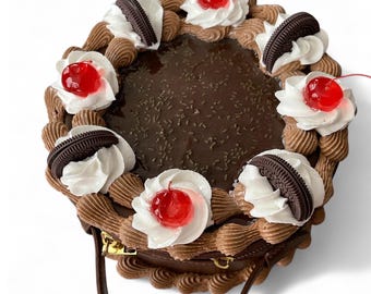 Bolso con forma de pastel de chocolate: Bolso de mano con diseño de postre novedoso