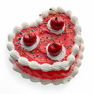 Rote drei Kirsche Sprinkle Faux Kuchen Schmuckschatulle