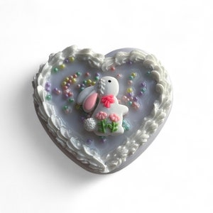White Two Mirror Compact with Sprinkles and Bunny Fake Cake