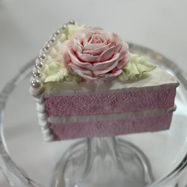 Faux Shabby Chic Rose Cake Slice