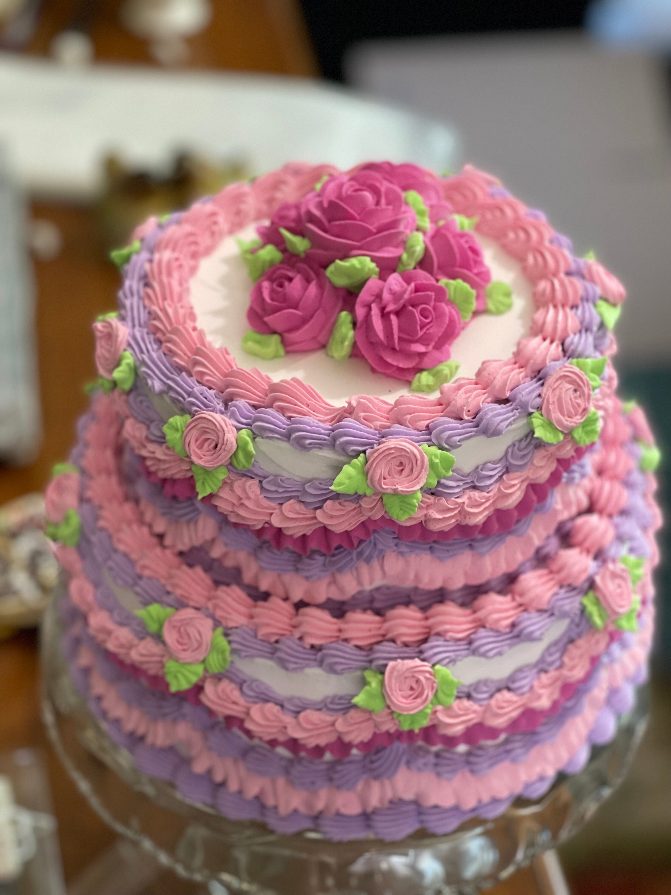 Zwei Etagen Vintage Torte mit Rosen/Fake Cake - Etsy.de