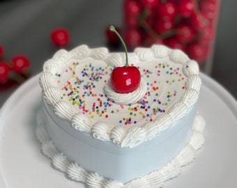 White Jewelry Box Fake Cake with Sprinkles and Cherry