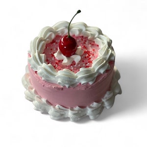 Faux Small Round Pink Cake with Red, Pink, and White Sprinkles/Faux Cake