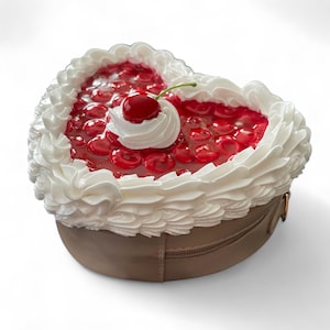 Faux Cherry Delight Purse with Whipped Cream – Hand Decorated Dessert-Inspired Handbag