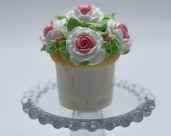 Faux Bunny Rose Jumbo Cupcake Container