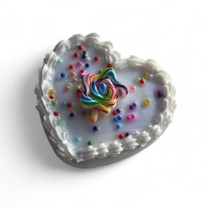 White Two Mirror Compact with Sprinkles and Star Lollipop Fake Cake