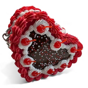 Small Faux Cake Heart Purse with Chocolate and Sprinkles
