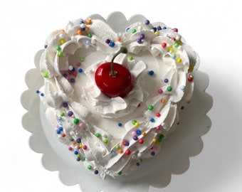 White Iced and Sprinkles Heart Cake/Fake Cake