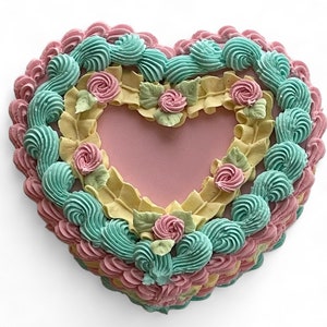 Light Pink Fake Cake Jewelry Box with Pastel Borders and Pink Rosettes
