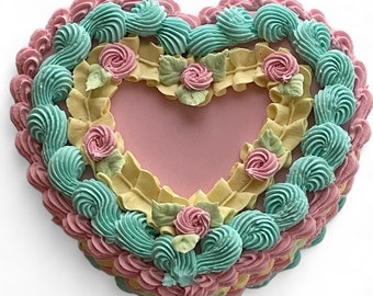Light Pink Fake Cake Jewelry Box with Pastel Borders and Pink Rosettes